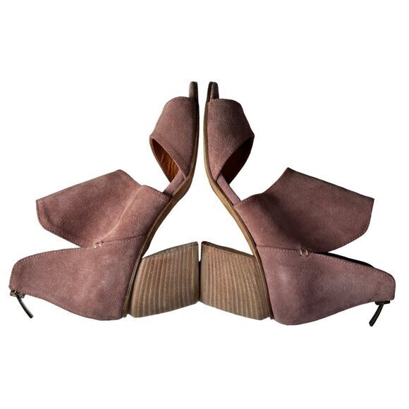 Sundance Catalog Booties Ankle Boots Pink Suede Zip Closure Block Heel Size 39 - Picture 8 of 10